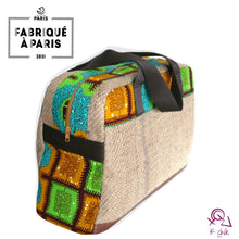 Charger l'image dans la galerie, Sac bowling en sac de café upcyclé, wax et cuir - bowling bag -