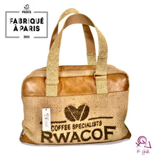 Charger l'image dans la galerie, Sac bowling en sac de café upcyclé, cuir - bowling bag -