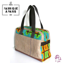 Charger l'image dans la galerie, Sac bowling en sac de café upcyclé, wax et cuir - bowling bag -