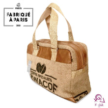Charger l'image dans la galerie, Sac bowling en sac de café upcyclé, cuir - bowling bag -